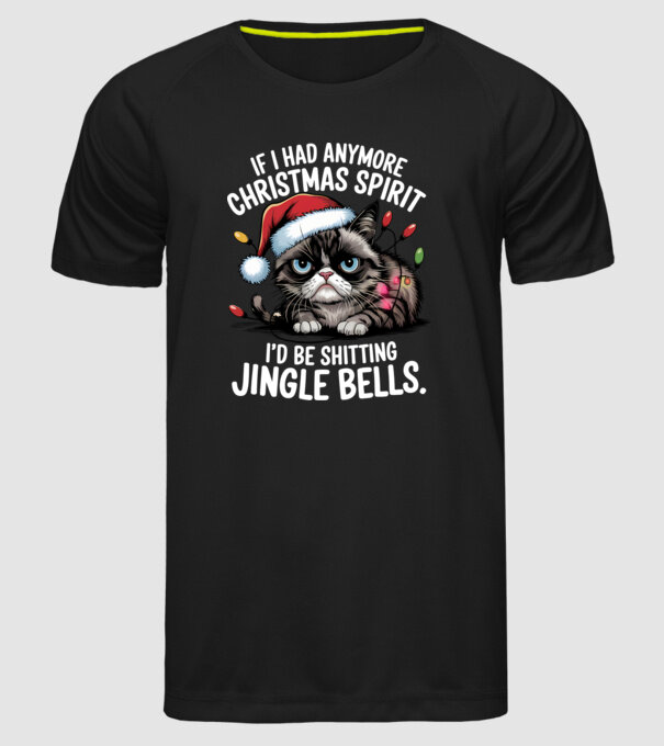 Christmas Spirit Grumpy Cat Negru model negru pe tricou