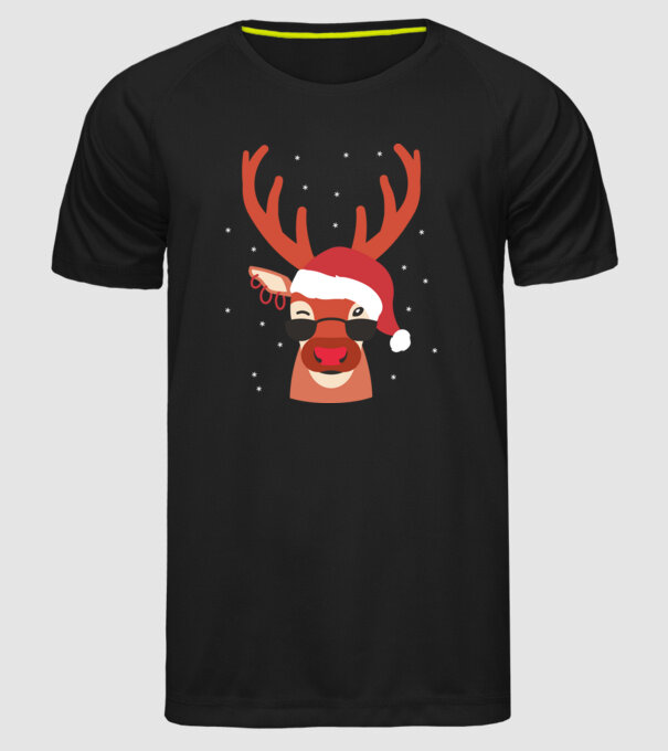 Cool Reindeer Rudolph model negru pe tricou