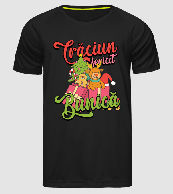 CRĂCIUN FERICIT BUNICĂ model negru pe tricou
