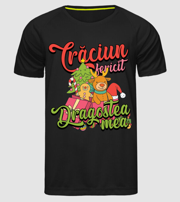 CRĂCIUN FERICIT DRAGOSTEA MEA model negru pe tricou