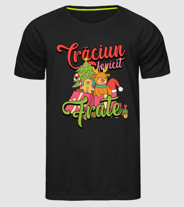 CRĂCIUN FERICIT FRATE / SORĂ model negru pe tricou