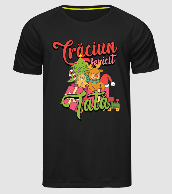 CRĂCIUN FERICIT TATĂ model negru pe tricou