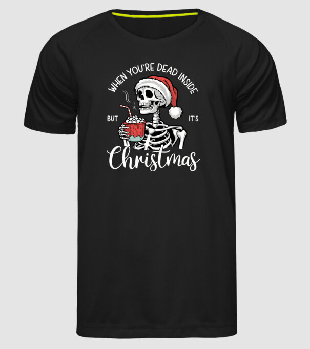 Dead inside, but it's christmas Negru model negru pe tricou