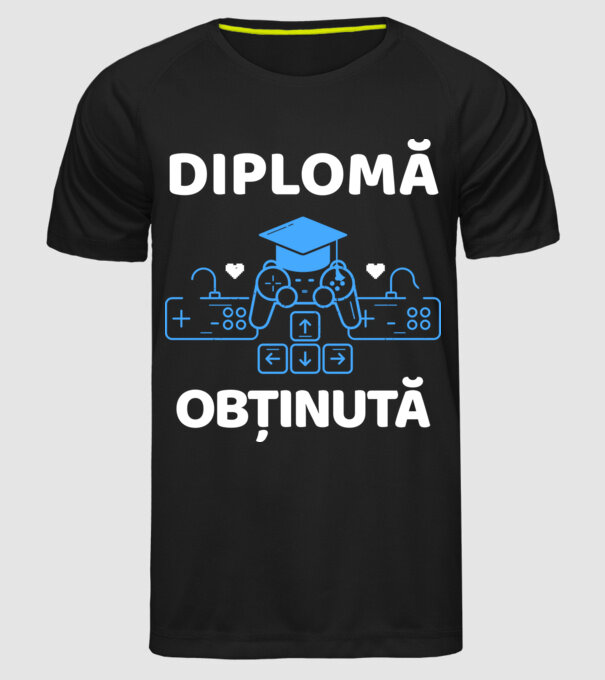 Diplomă obținută model negru pe tricou