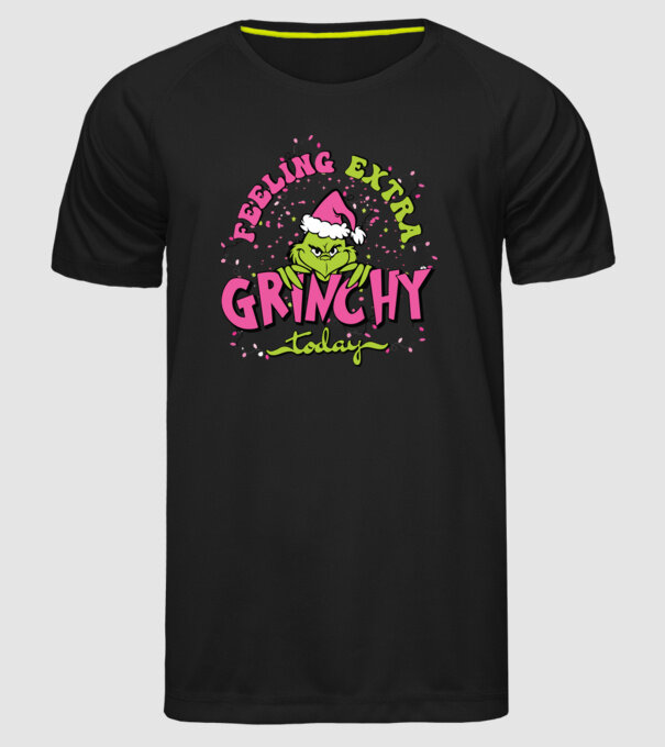 Feeling extra Grinchy today model negru pe tricou