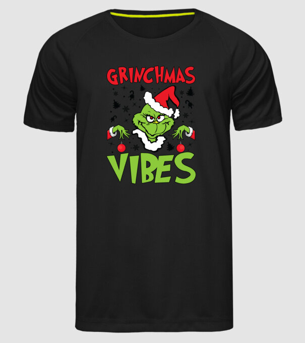 Grinchmas Vibes - Grinch model negru pe tricou