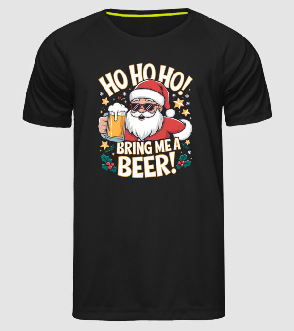 HO HO HO bring me a BEER santa Negru model negru pe tricou