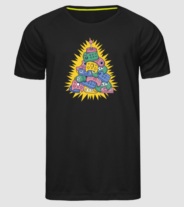 Joystick pom de Crăciun model negru pe tricou