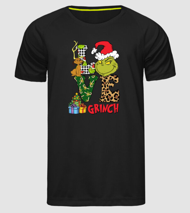 Love Grinch model negru pe tricou