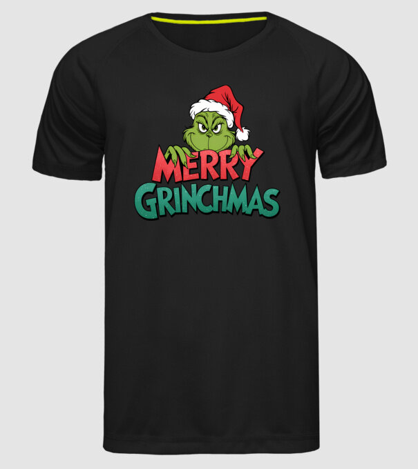 Merry Grinchmas model negru pe tricou