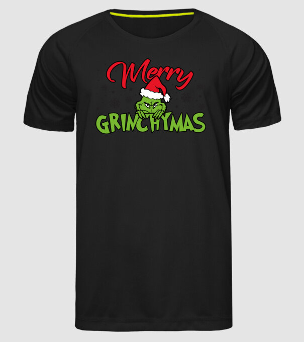 Merry Grinchymas - Grinch model negru pe tricou