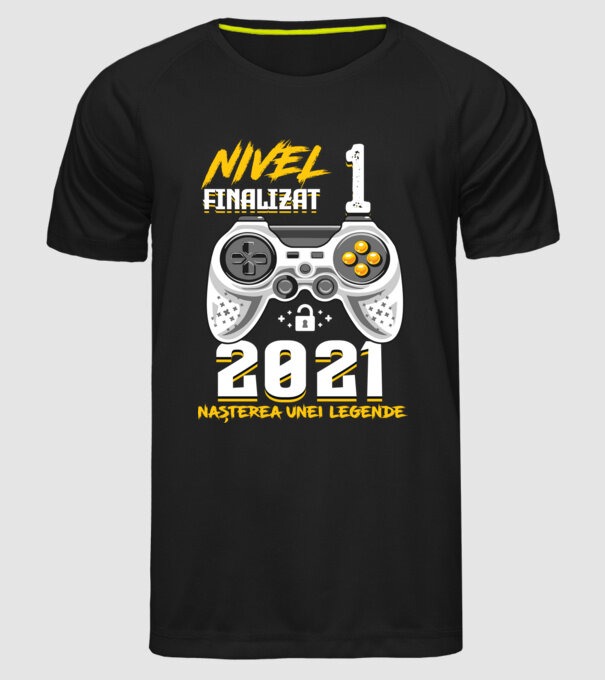 Nivel 1 finalizat. 2021 nașterea unei legende model negru pe tricou