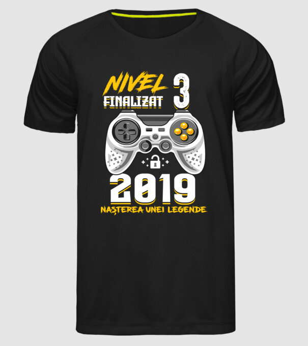 Nivel 3 finalizat. 2019 nașterea unei legende model negru pe tricou