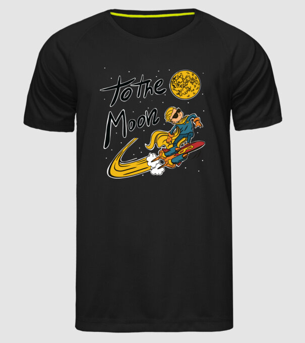 To the Moon Bitcoin model negru pe tricou