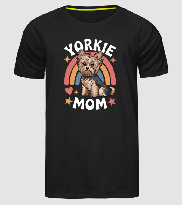 Yorkie Mom Negru model negru pe tricou