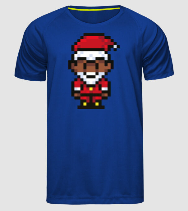 8bit pixel Moș Crăciun model albastru regal pe tricou