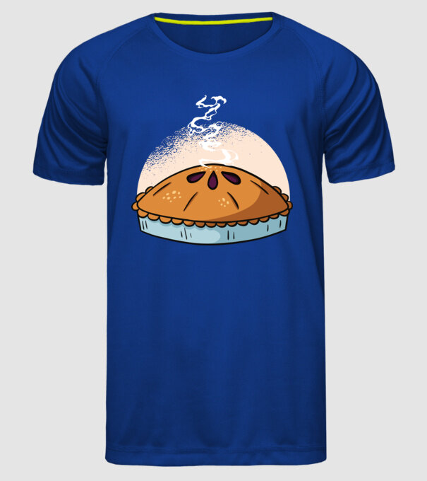 Plăcintă cu mere model albastru regal pe tricou