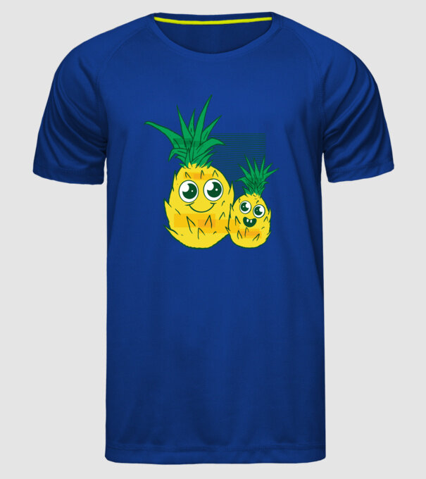 Familie Ananas model albastru regal pe tricou