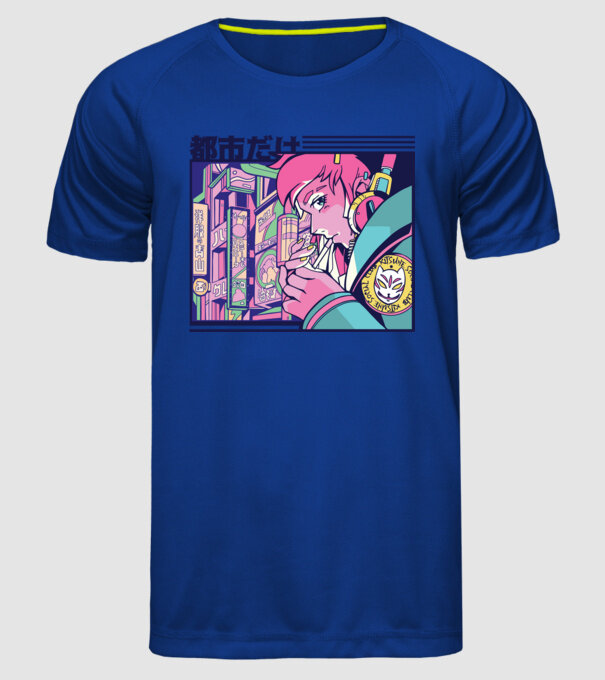 Anime Țigaretă model albastru regal pe tricou