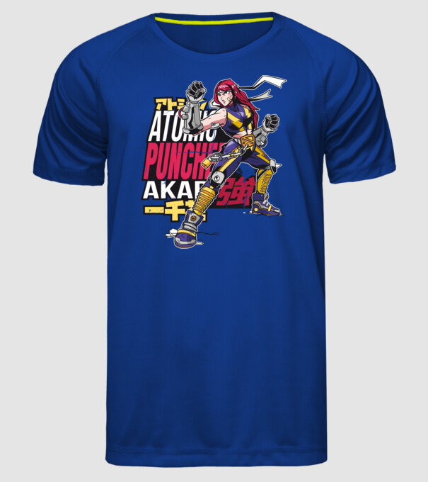 Anime fată Războinic model albastru regal pe tricou