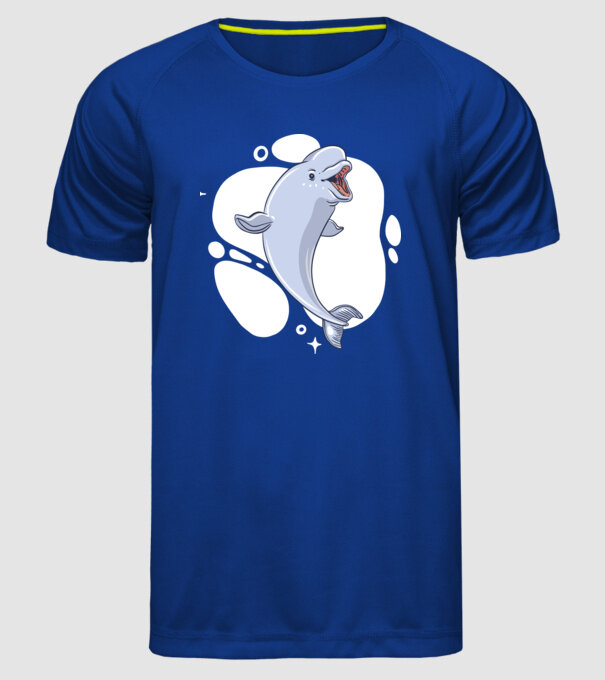 Balenă Beluga model albastru regal pe tricou