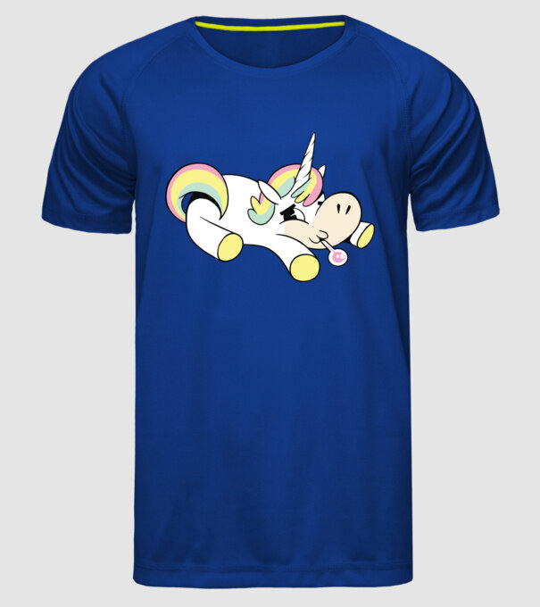 Unicorn bolnav model albastru regal pe tricou