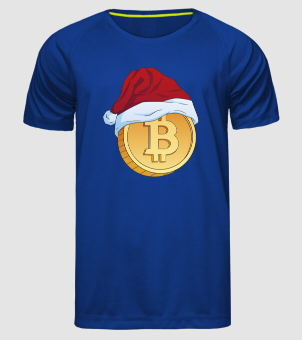 Crăciun Bitcoin model albastru regal pe tricou