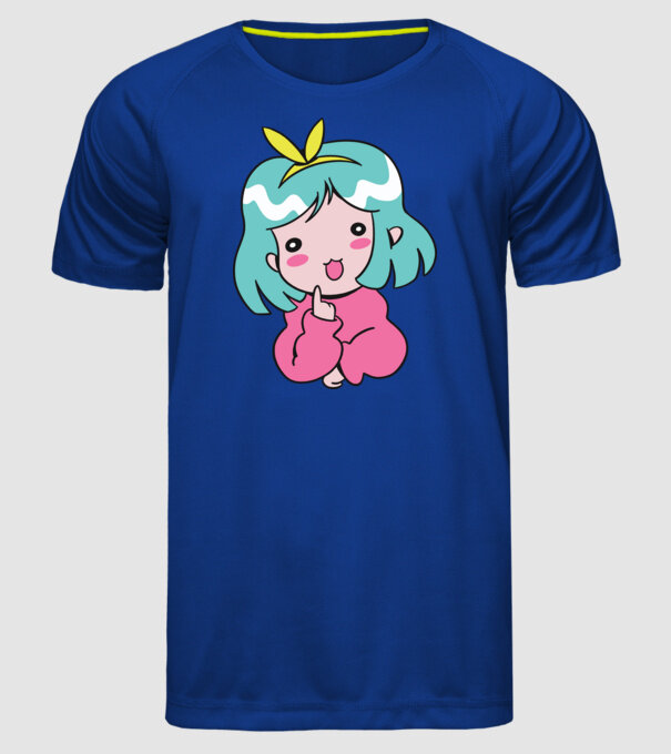 Fetiță drăguță Anime model albastru regal pe tricou