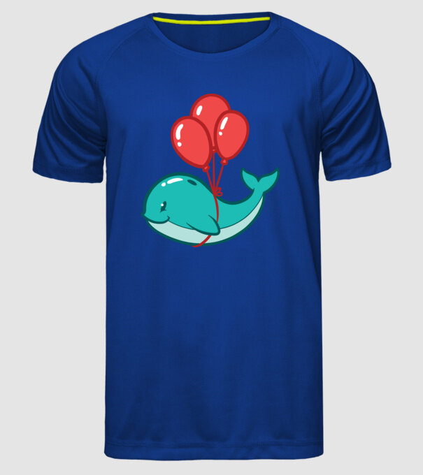 Balenă Drăguță cu Balon model albastru regal pe tricou