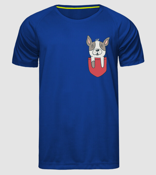 Buzunar pentru Bulldog francez drăguț model albastru regal pe tricou