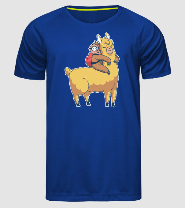 Leneș drăguț cu Lama școlar model albastru regal pe tricou