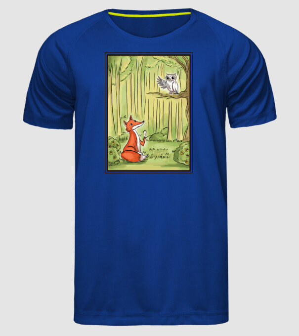 Vulpe drăguț cu bufniță model albastru regal pe tricou