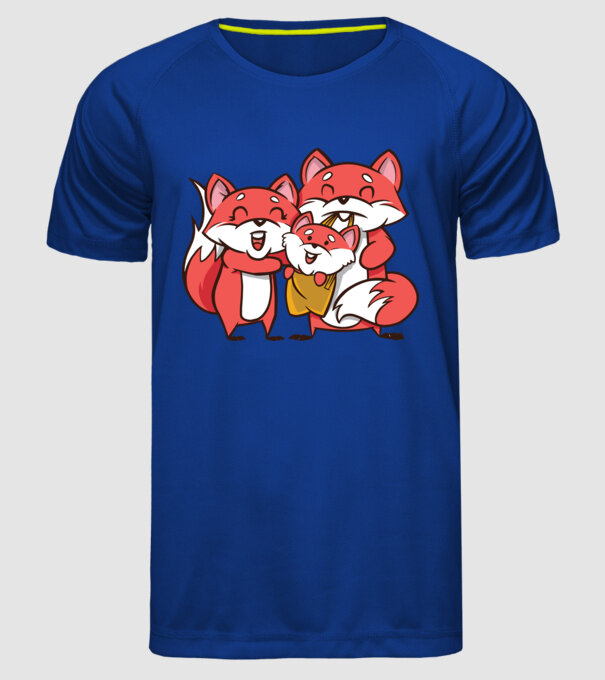 Familie Vulpe drăguță model albastru regal pe tricou
