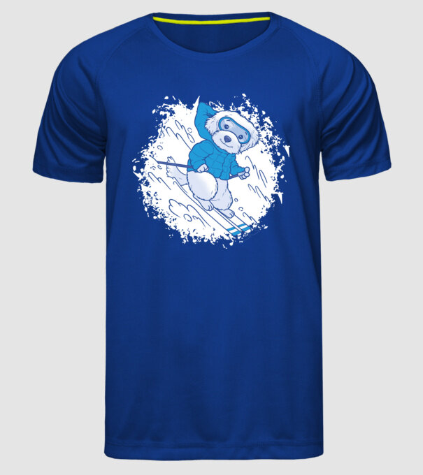 Câine drăguț schiind model albastru regal pe tricou