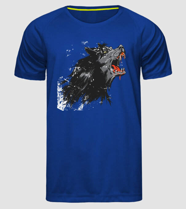Urlet de lup model albastru regal pe tricou