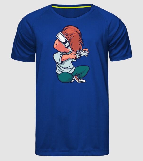 Băiat Gamer cu ochelari VR model albastru regal pe tricou