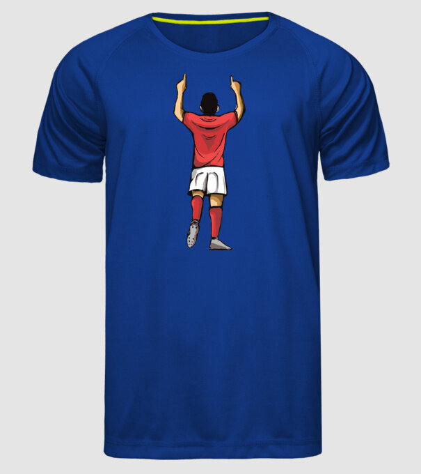 Fotbalist sărbătorind golul model albastru regal pe tricou