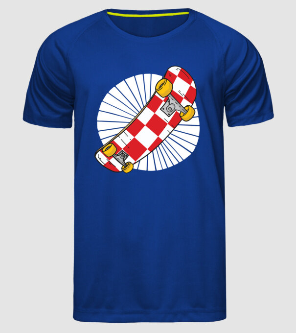 Skateboard model albastru regal pe tricou