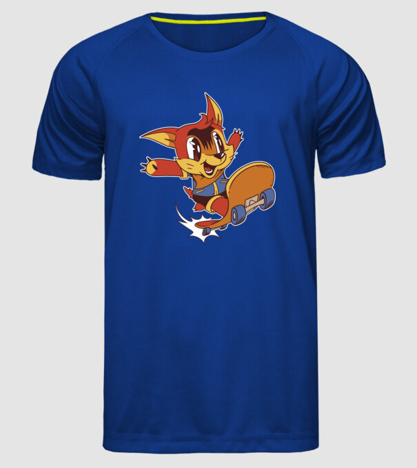 Veveriță Skateboarder model albastru regal pe tricou
