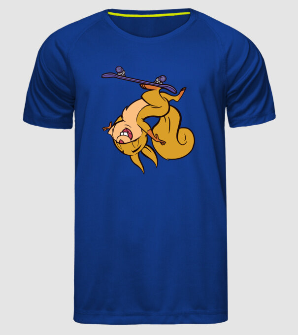 Veveriță Skateboarder model albastru regal pe tricou