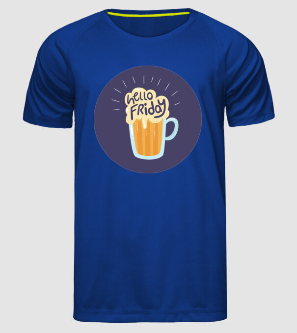 Hello Friday model albastru regal pe tricou