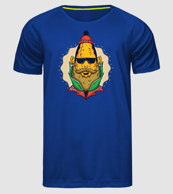 Hipster porumb model albastru regal pe tricou