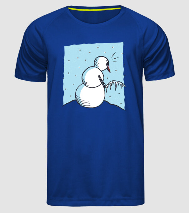 Om de zăpadă face pipi tricou amuzant model albastru regal pe tricou