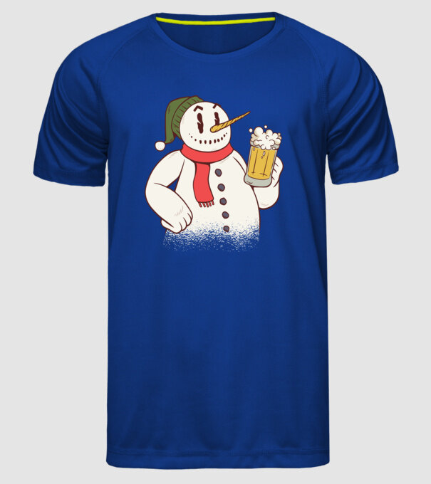 Om de zăpadă cu bere model albastru regal pe tricou