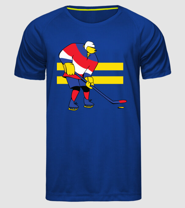 Urs hocheist model albastru regal pe tricou