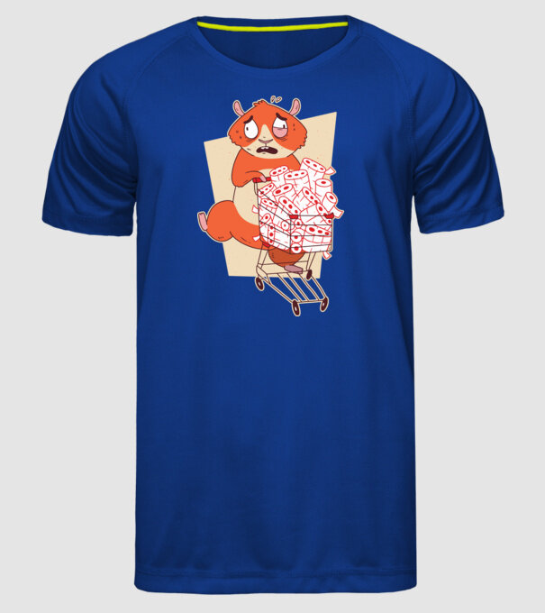 Hamster Panică cumpărături model albastru regal pe tricou