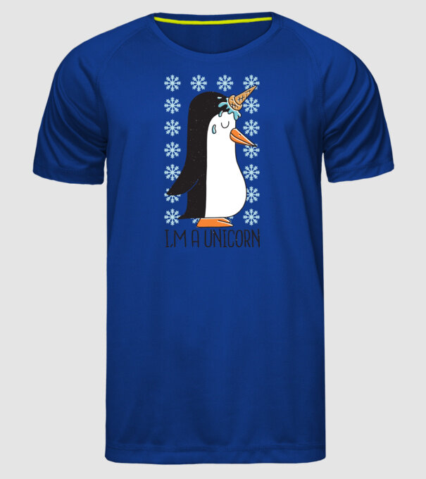 'I''m a Unicorn - Pinguin Unicorn' model albastru regal pe tricou