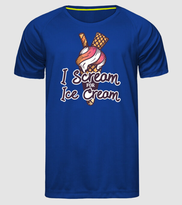 I Scream for Ice Cream model albastru regal pe tricou