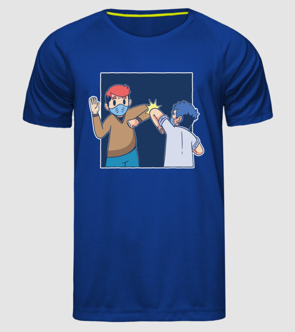 Cum să dai mâna Coronavirus model albastru regal pe tricou
