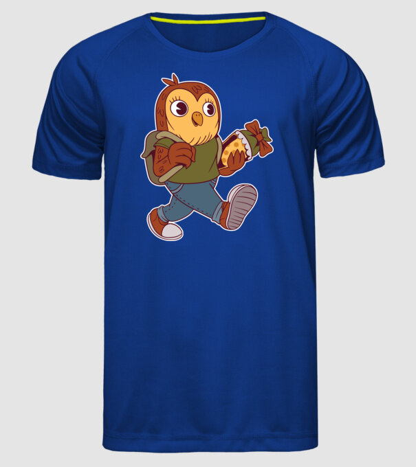 Bufniță școlar model albastru regal pe tricou